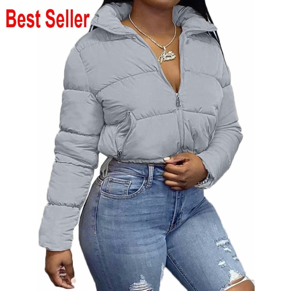 Cropped Puffer Jacket Quilted Lightweight Winter Coats Chic Trendy Y2K